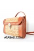 Rattan bag with leather style